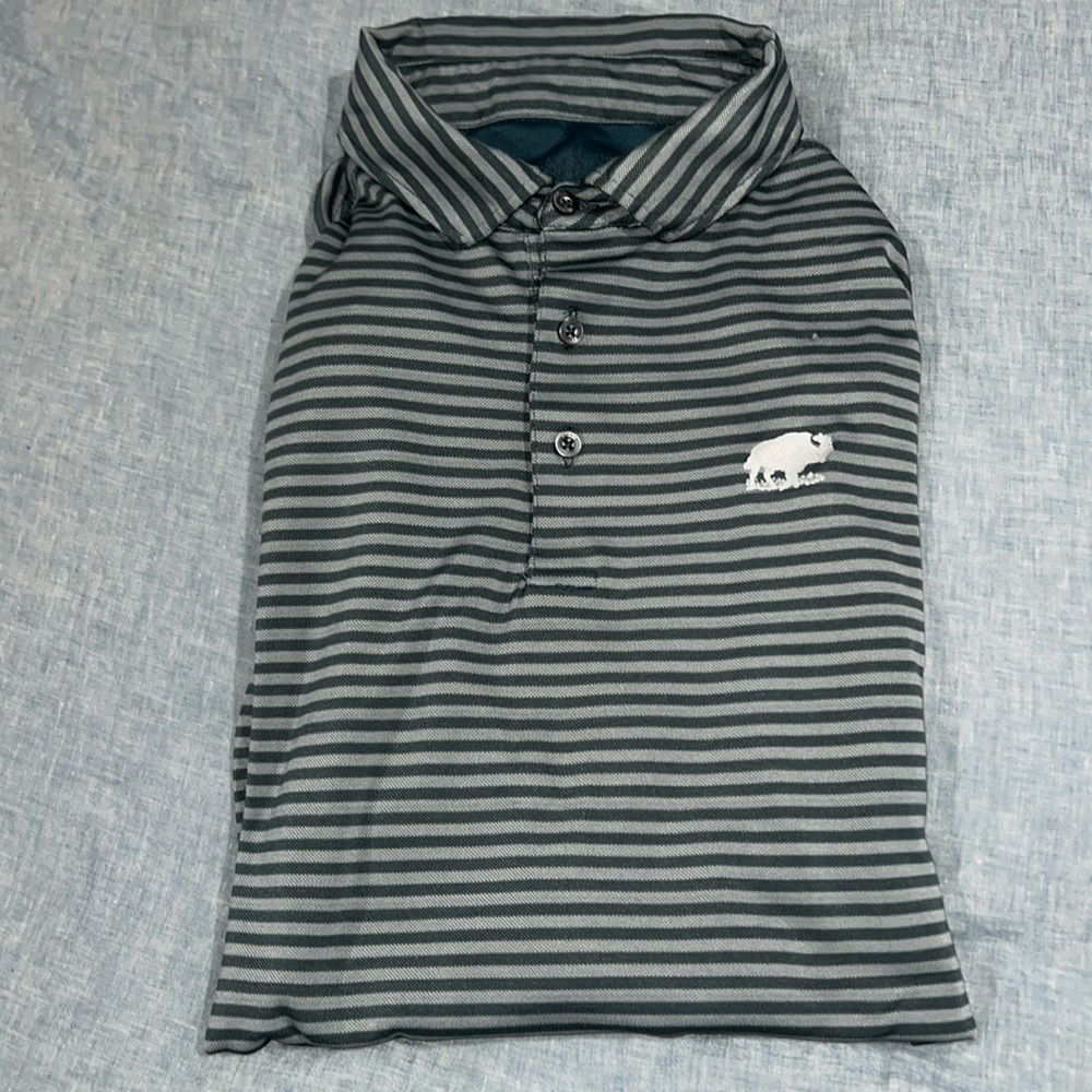 XL Bobby Jones Gray Striped Golf Polo - Huntsman Springs - some wear
